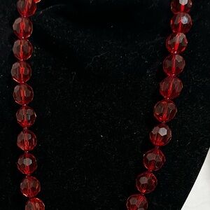 Red glass bead necklace